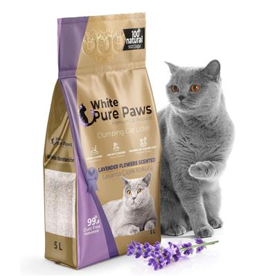 White pure paws kattenbakvulling bentoniet - Lavendel - 5L