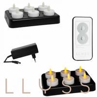 LLyss candle 6x waxinelicht wit met basislader, lader en remotecontrol professioneel met accu - thumbnail
