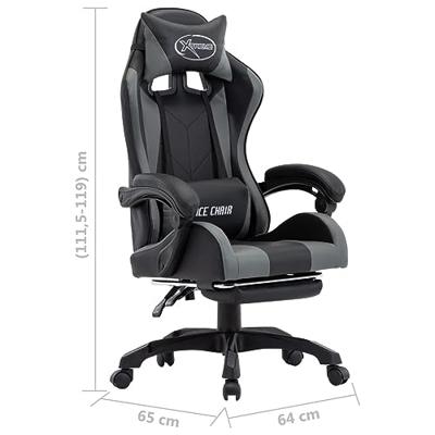 Racestoel met voetensteun kunstleer grijs en zwart - thumbnail