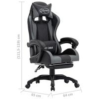 VidaXL Racestoel met voetensteun kunstleer grijs en zwart - thumbnail