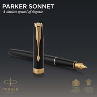 Balpen en vulpen Parker Sonnet black lacquer GT medium 2 stuks - thumbnail