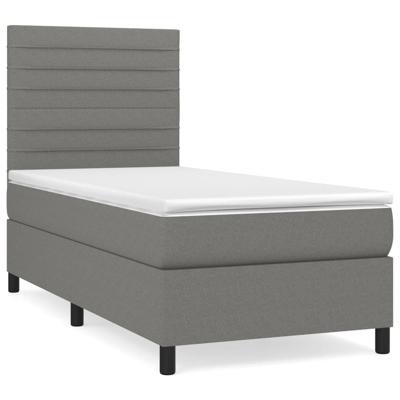Boxspring met matras stof donkergrijs 120x200 cm - thumbnail