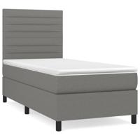 Boxspring met matras stof donkergrijs 90x190 cm - thumbnail