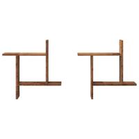 Wandschappen 2 st 50x12x50 cm bewerkt hout oud houtkleurig - thumbnail