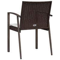 Tuinstoelen 6 st met kussens 56,5x57x83 cm poly rattan bruin - thumbnail