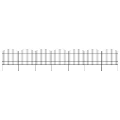 Tuinhek met speren bovenkant (1,5-1,75)x11,9 m staal zwart