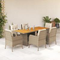 7-delige Tuinset met kussens poly rattan beige - thumbnail
