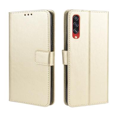 Voor Galaxy A90 5G retro Crazy Horse textuur horizontale Flip lederen draagtas met houder & kaartsleuven & fotolijstjes (goud)