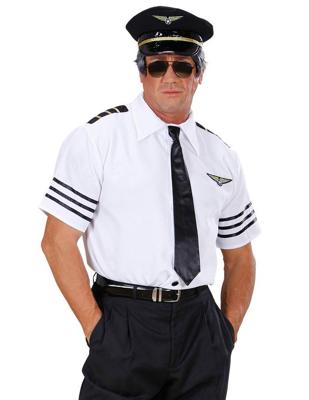 Pilotenshirt met stropdas en pet