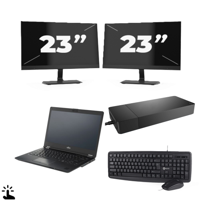 Fujitsu Lifebook U7410 - Intel Core i5-10e Generatie - 14 inch - Touch - 16GB RAM - 256GB SSD - Windows 11 Home + 2x 23 inch Monitor - thumbnail