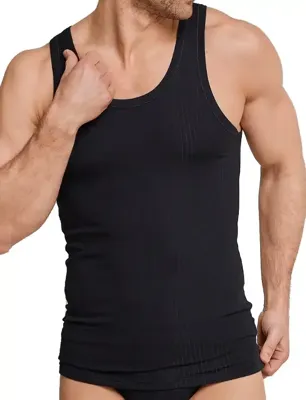 2-Pack heren hemden - Authentic - Elastisch katoenen mannen onderhemd - Singlet heren - Zwart - Wit