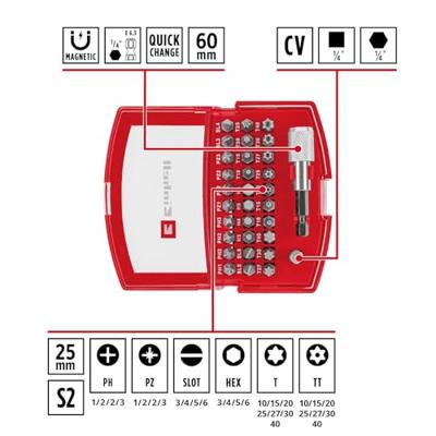 Einhell BELT CLIP 118495 Bitset 32-delig Torx, PZ, PH, Plat, Tamper Torx Incl. bithouder