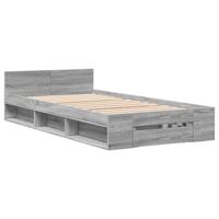Bedframe met lade bewerkt hout grijs sonoma eiken 90x190 cm - thumbnail