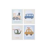 Schilderij Home ESPRIT Geel Blauw Canvas 30 x 1,8 x 40 cm (4 Stuks) - thumbnail