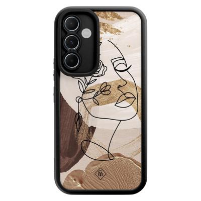 Samsung Galaxy A55 zwarte case - Abstract gezicht bruin Samsung Galaxy A55 zwarte case - Abstract gezicht bruin