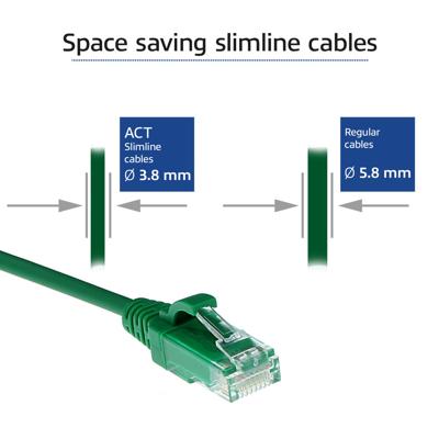ACT DC9707 LSZH U/UTP CAT6 Datacenter Slimline Patchkabel Snagless | RJ45 Connectoren | Groen | 7 meter