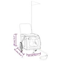 Hondenfietstrailer oxford stof en ijzer grijs en zwart - thumbnail