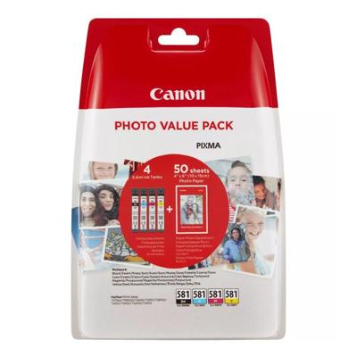 Canon inktcartridge CLI-581, 200 - 259 pagina's, OEM 2103C006, 4 kleuren Canon inktcartridge CLI-581, 200 - 259 pagina's, OEM 2103C006, 4 kleuren