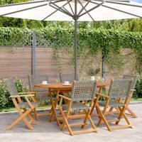 7-delige Tuinset poly rattan en massief hout grijs - thumbnail