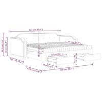 Slaapbank met onderschuifbed en lades 90x200 cm stof taupe - thumbnail