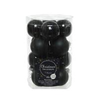 Decoris kerstballen set glas 16st zwart 3,5cm - thumbnail