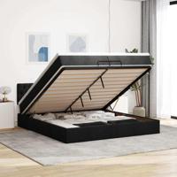 Ottoman bed met matras 120x190 cm stof donkerbruin - thumbnail