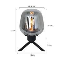 Steinhauer Glazen tafellampReflexion 14cm zwart met smoke glas - 2683ZW - thumbnail