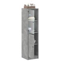 Hoge kast met glazen deur 35x37x142 cm betongrijs - thumbnail