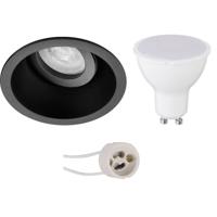 LED Spot Set - Pragmi Zano Pro - GU10 Fitting - Dimbaar - Inbouw Rond - Mat Zwart - 6W - Helder/Koud Wit 6400K - Kantelbaar - Ø93mm - thumbnail