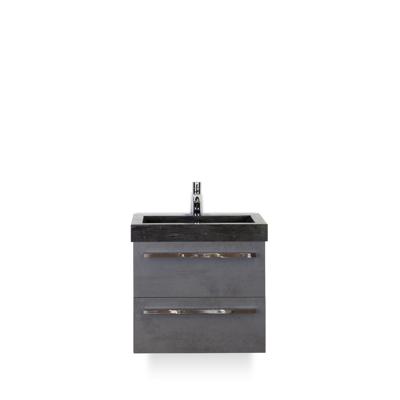 Seville Badmeubelset 60 cm - Beton Antraciet - Wastafel Hardsteen Wit Lucca