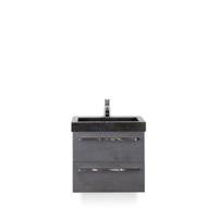 Seville Badmeubelset 60 cm - Beton Antraciet - Wastafel Hardsteen Wit Lucca - thumbnail