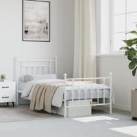 Bedframe met hoofd- en voeteneinde metaal wit 90x200 cm - thumbnail