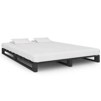Bedframe pallet massief grenenhout grijs 120x200 cm