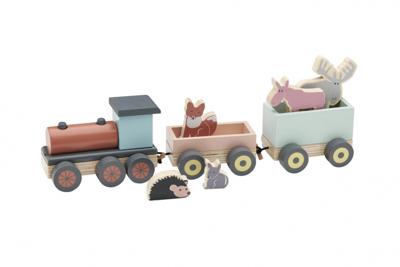 Kid's Concept Houten Trein Met Dieren Edvin 46 Cm 12-delig