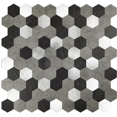 Zelfklevende Mozaïek Tegel Hexagon Grijs/Zwart - 288x280x4mm