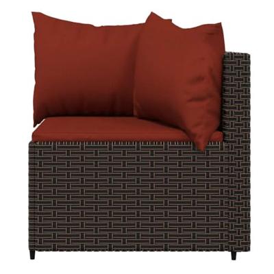 Tuinhoekbanken met kussens 2 st poly rattan bruin - thumbnail