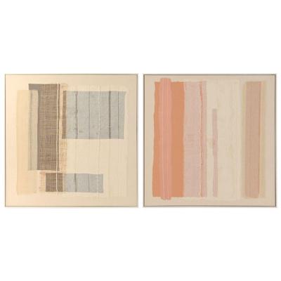 Schilderij Home ESPRIT Wit Beige Abstract Stads 102 x 4,5 x 102 cm (2 Stuks)