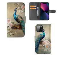 Telefoonhoesje | Met pasjeshouder | voor iPhone 13 Mini Vintage Pauwen - thumbnail