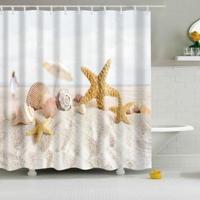 2 stuks kleurrijke strand conch Starfish shell polyester wasbaar bad douche gordijnen grootte: 180X200cm (strand shell) - thumbnail