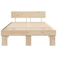 Bedframe met hoofdeinde Bruin 120 x 190 cm Massief grenenhout - thumbnail