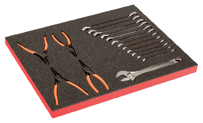 Bahco Foaminlay Fit&Go 3/3 met borgringsleutels en tangen - 17-delig - FF1A230