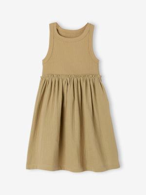 Meisjesjurk zonder mouwen kaki
