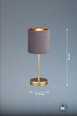 Fischer & Honsel NachtkastlampjeAura grijs velvet - 50494 Fischer & Honsel NachtkastlampjeAura grijs velvet - 50494