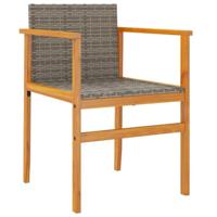 Tuinstoelen 2 st poly rattan en massief hout grijs - thumbnail