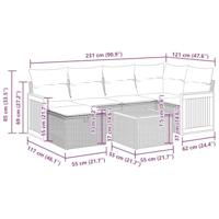 7-delige Loungeset met kussens poly rattan grijs - thumbnail