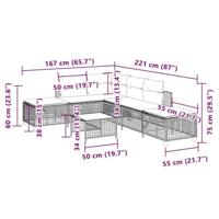 3-delige Loungeset met kussens poly rattan zwart - thumbnail