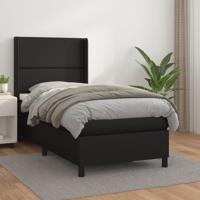 Boxspring met matras kunstleer zwart 200x200 cm - thumbnail