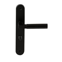 Hardbrass Deurkruk Ottawa op ovaal langschild WC63/8mm - zwart - thumbnail