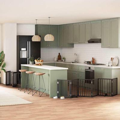 Hondenhek inklapbaar 15 panelen 750 cm populierenhout zwart