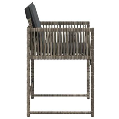 Tuinstoelen 4 st met kussens poly rattan grijs - thumbnail
